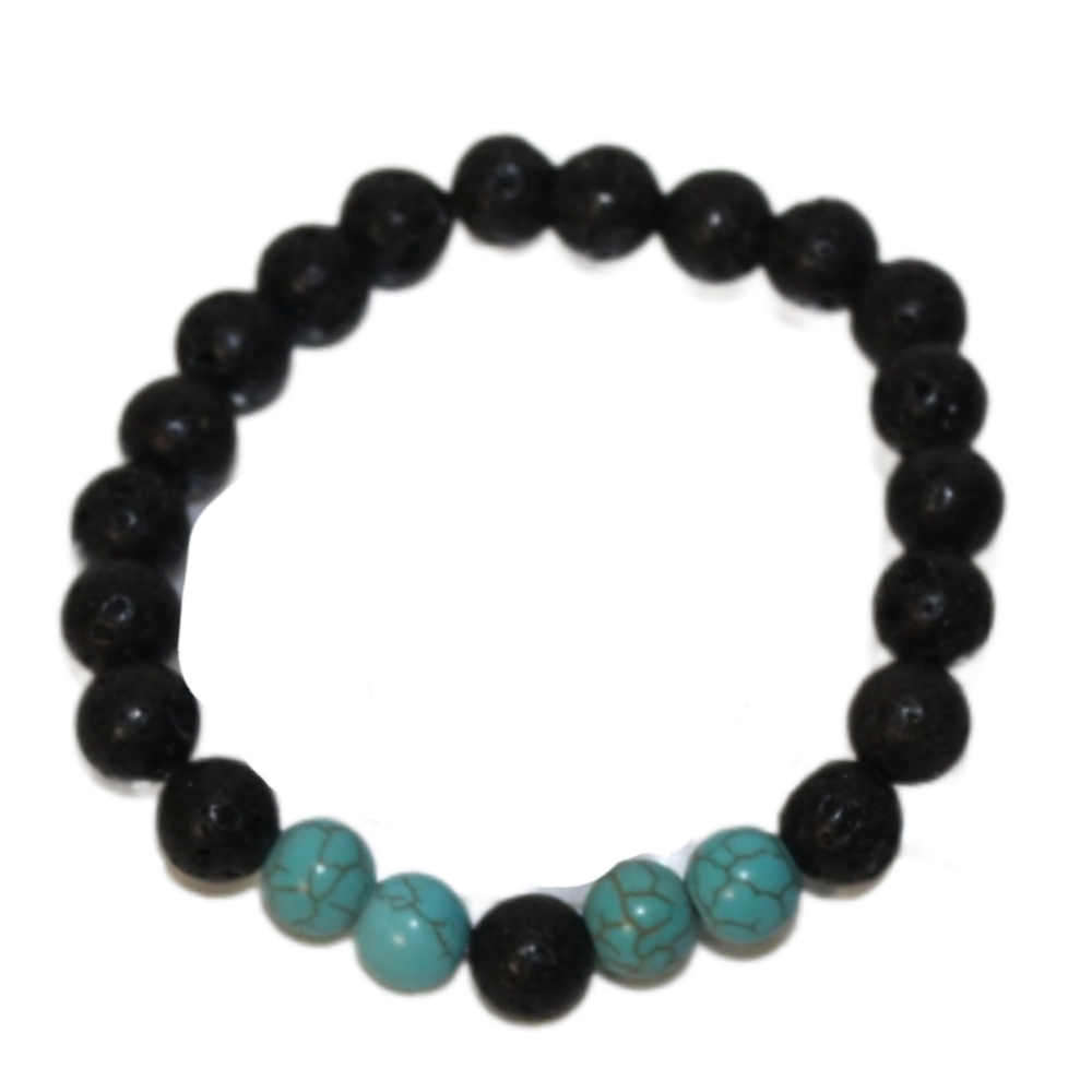 Black Agate & Turquoise Bracelet - Picture 2 of 12